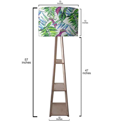 Wooden Standing Tripod Floor Lamp Stand - Tropical Leaf Nutcase