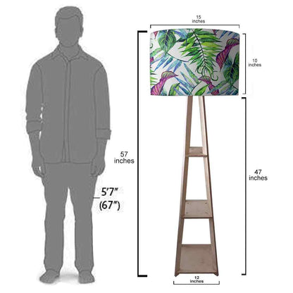 Wooden Standing Tripod Floor Lamp Stand - Tropical Leaf Nutcase