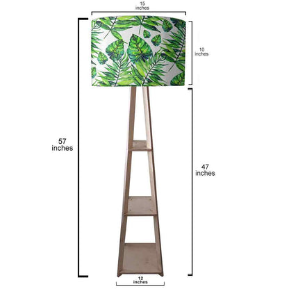 Wooden Floor Lamps for Living Room with Shelf - Tropical Leaf Nutcase