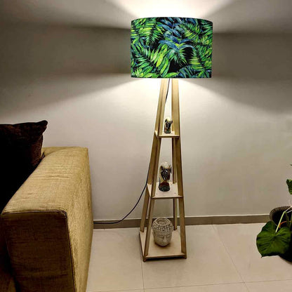 Wooden Shelf Tripod Floor Lamp for Living Room - Tropical Nutcase