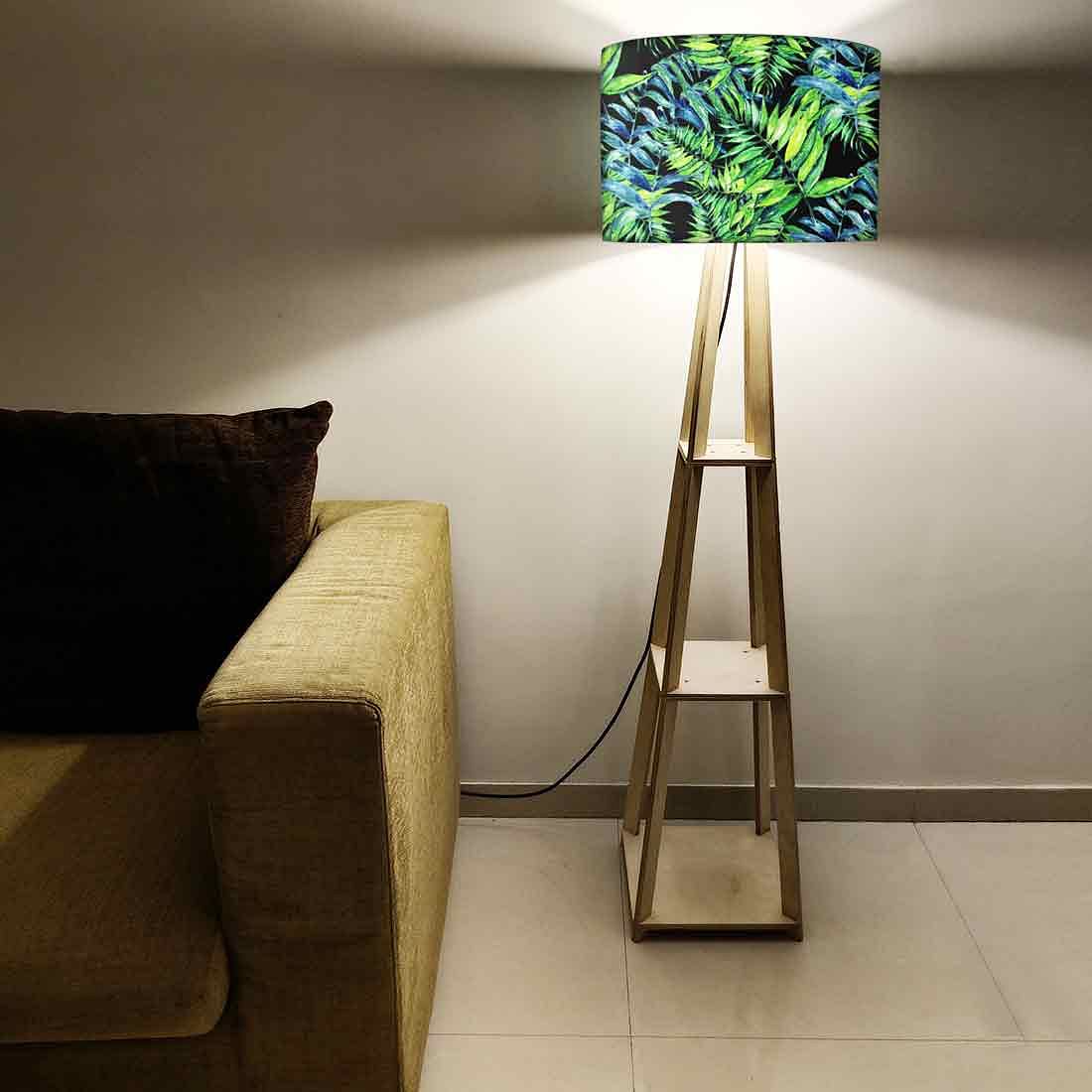 Wooden Shelf Tripod Floor Lamp for Living Room - Tropical Nutcase