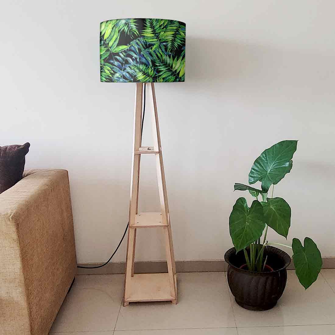 Wooden Shelf Tripod Floor Lamp for Living Room - Tropical Nutcase