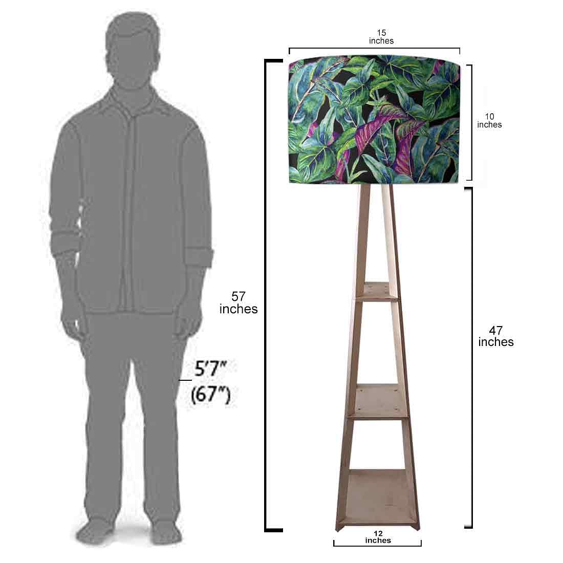 Tripod Floor Standing Lamps for Bedroom Night Light - Tropical Leaf Nutcase