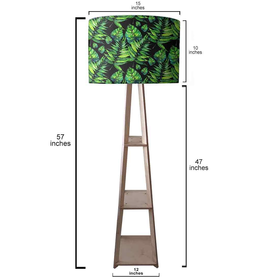 Wooden Tripod Standing Lamps for Living Room - Tropical Leaf Design Nutcase