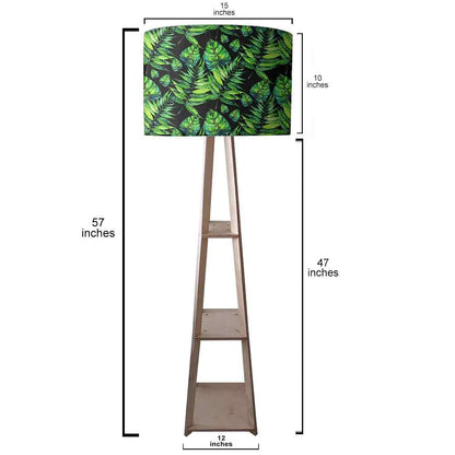 Wooden Tripod Standing Lamps for Living Room - Tropical Leaf Design Nutcase