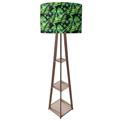 Wooden Tripod Standing Lamps for Living Room - Tropical Leaf Design Nutcase