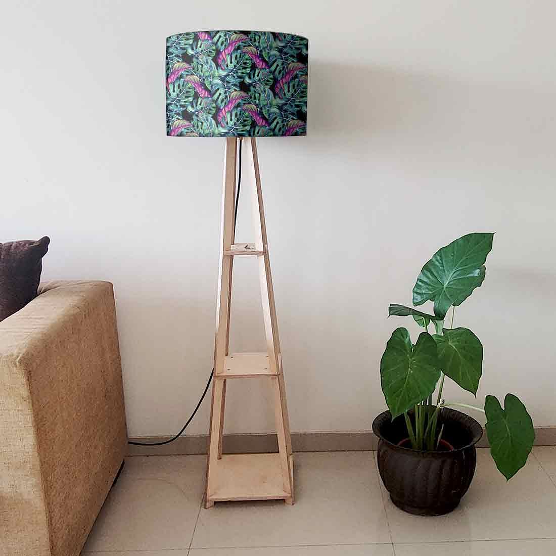 Large Wooden Floor Lamp for Bedside Night Light - Multicolor Leaf Nutcase