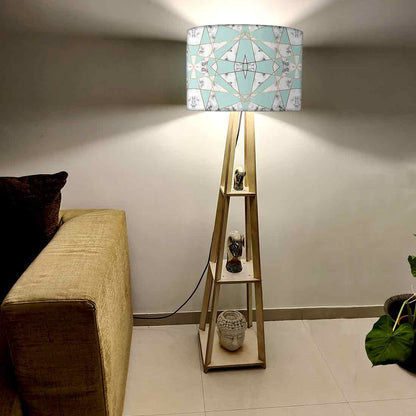 Small Wooden Floor Lamp Designer for Living Room - Green Marble Pastle Nutcase