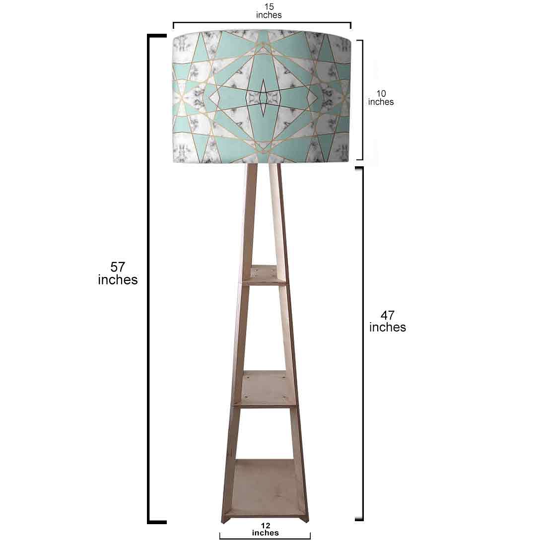 Small Wooden Floor Lamp Designer for Living Room - Green Marble Pastle Nutcase