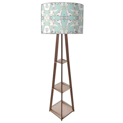 Small Wooden Floor Lamp Designer for Living Room - Green Marble Pastle Nutcase