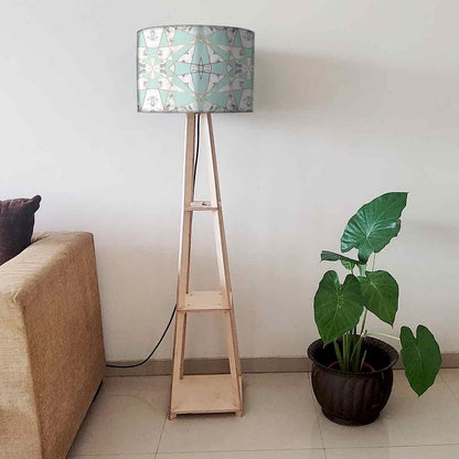 Small Wooden Floor Lamp Designer for Living Room - Green Marble Pastle Nutcase