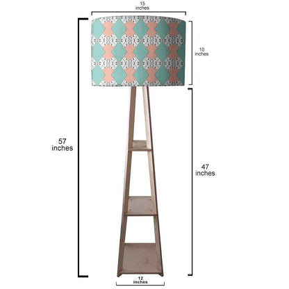 Tall Wooden Floor Lamp for Office with Shelf - Marble Pastle Nutcase