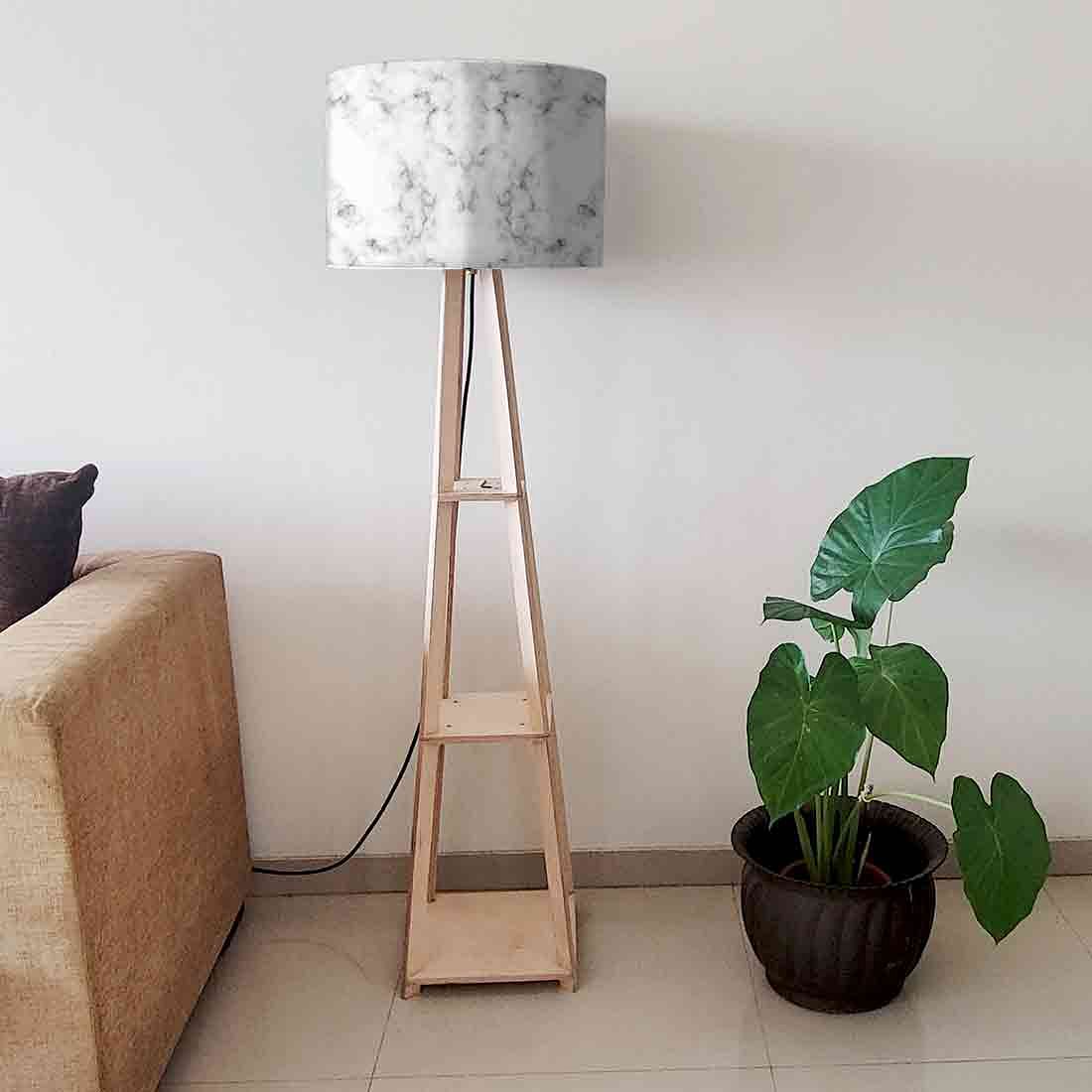 White Tripod Floor Lamp for Living Room - Marble Pastle Nutcase