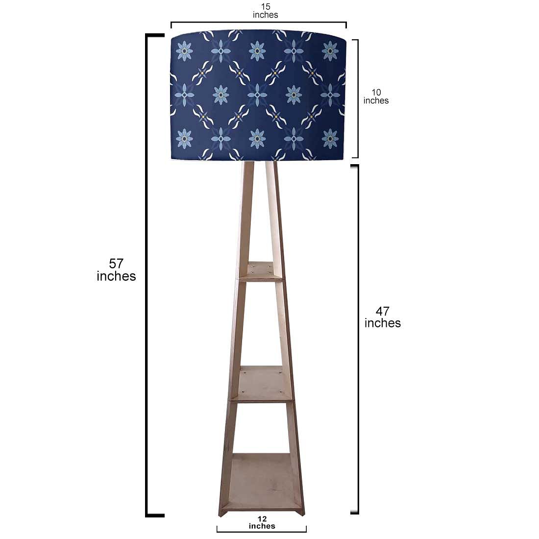 Tall Wooden Floor Lamp Light for Living Room - Floral Pattern Nutcase