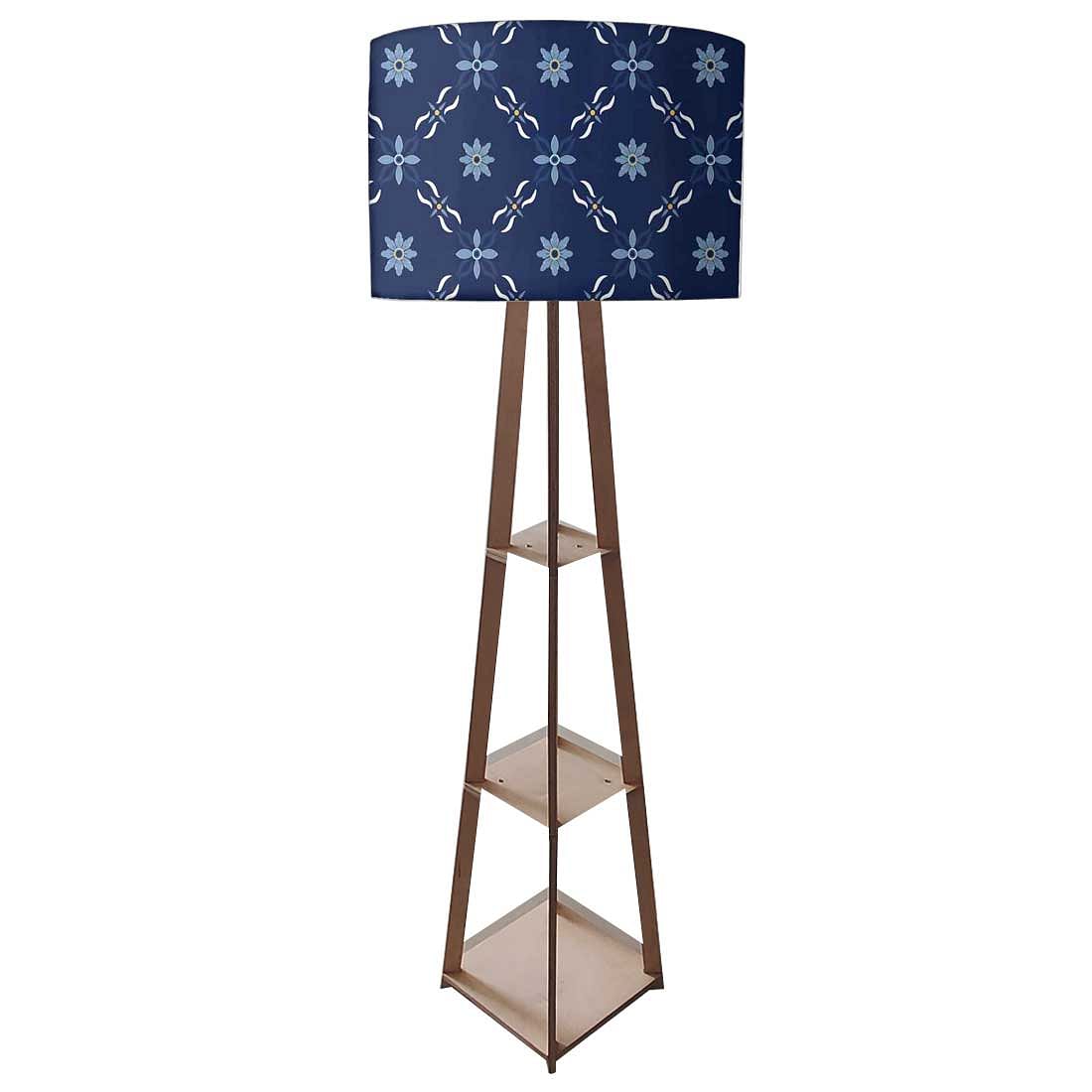 Tall Wooden Floor Lamp Light for Living Room - Floral Pattern Nutcase