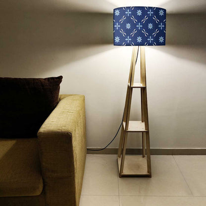 Tall Wooden Floor Lamp Light for Living Room - Floral Pattern Nutcase