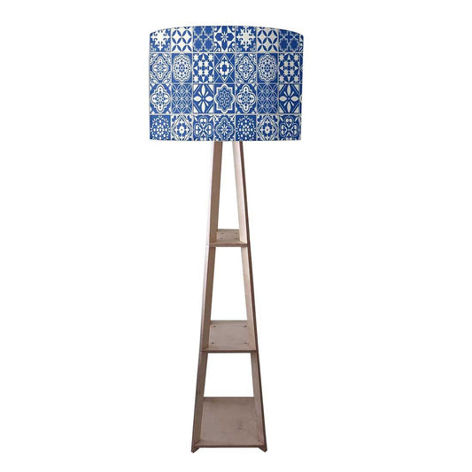 Wooden Floor Lamp Long Corner Lights with Shelf - Tiles of Seville Nutcase