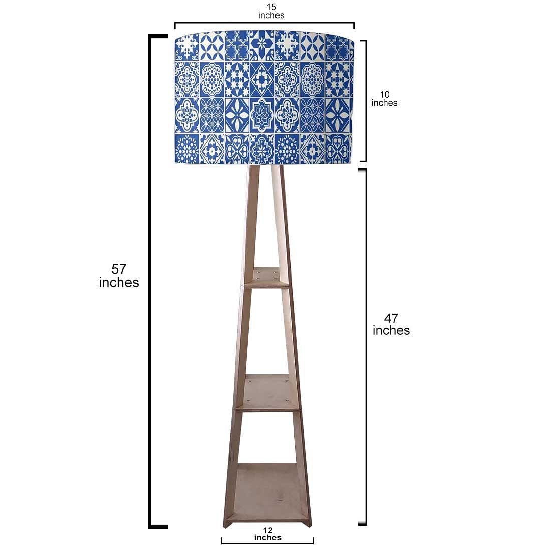 Wooden Floor Lamp Long Corner Lights with Shelf - Tiles of Seville Nutcase