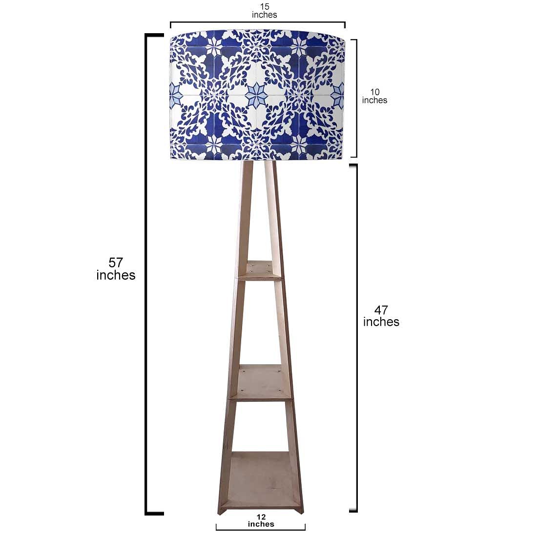 Standing Wooden Tripod Light - Floral Azulejos Nutcase