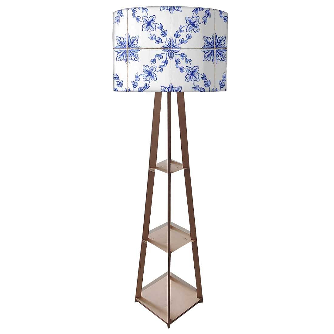Wooden Corner Lamps with Shelves - Spanish Tiles Nutcase