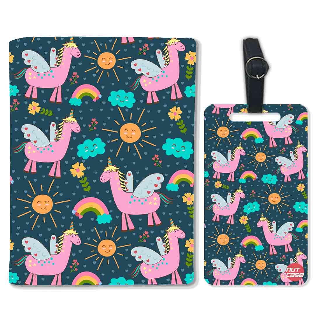 Passport Cover Holder Travel Case With Luggage Tag - Baby Unicorn Nutcase