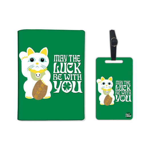 Passport Cover Holder Travel Case With Luggage Tag - Lucky Cat Nutcase