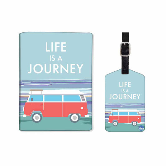 Passport Cover Holder Travel Case With Luggage Tag - Life IS A Journey Nutcase