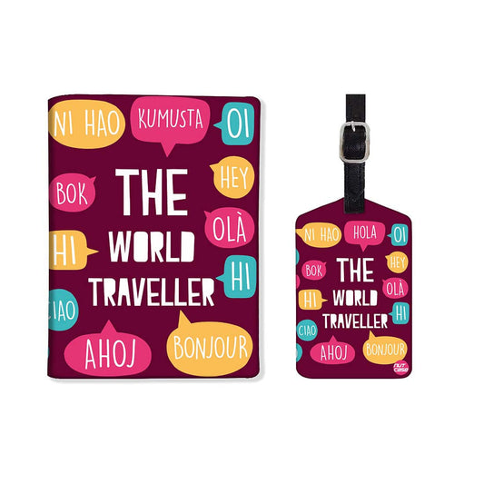 Passport Cover Holder Travel Case With Luggage Tag -  The World The World Nutcase