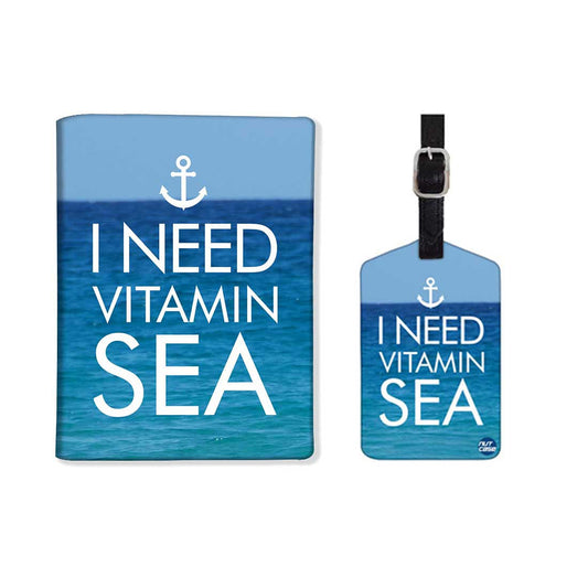 Passport Cover Holder Travel Case With Luggage Tag - I Need Vitamin Sea Nutcase