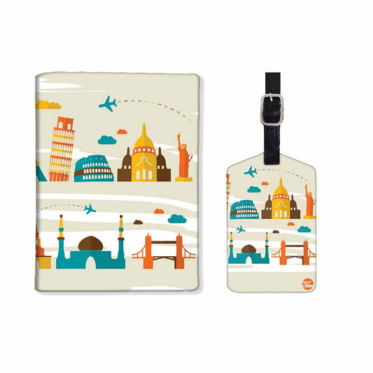 Passport Cover Holder Travel Case With Luggage Tag - Paris City Nutcase