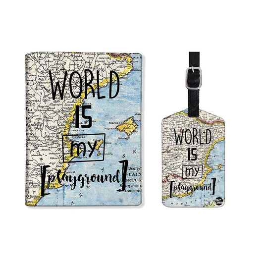 Passport Cover Holder Travel Case With Luggage Tag - World Is My PlayGround Nutcase