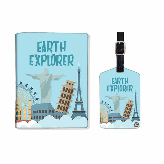 Passport Cover Holder Travel Case With Luggage Tag - Earth Explorer Nutcase