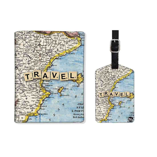 Passport Cover Holder Travel Case With Luggage Tag - Travel Map Nutcase
