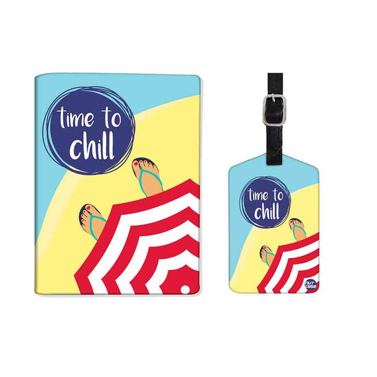 Passport Cover Holder Travel Case With Luggage Tag - Time To Chill Nutcase