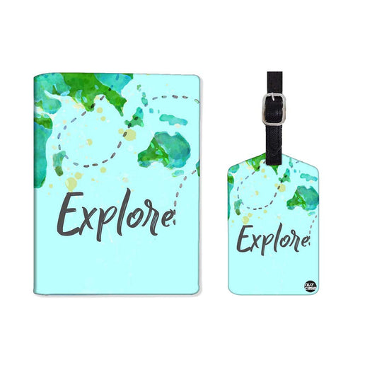 Passport Cover Holder Travel Case With Luggage Tag - Explore Blue Nutcase