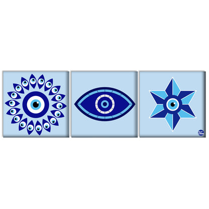 Designer Pack of 3 Hanging Panels for Office Wall Art Living Room Decoration - Evil Eye Protector Nutcase