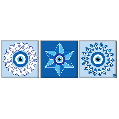 Designer Wall Art for Bedroom Living Area Decor Hanging Set of 3 - Evil Eye Protector Nutcase