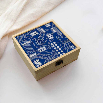 Jewellery Box Makepup Organizer -  Circuit Board Blue Nutcase