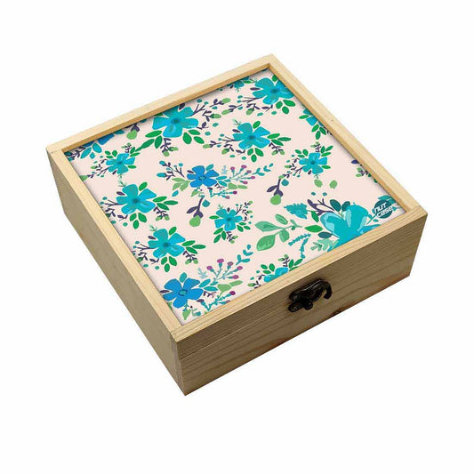 Jewellery Box Makepup Organizer -  Blue Flowers Nutcase