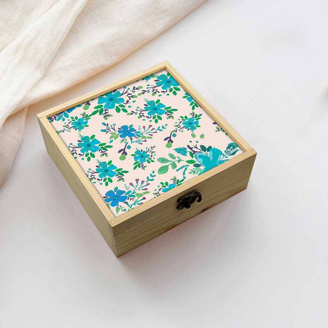 Jewellery Box Makepup Organizer -  Blue Flowers Nutcase