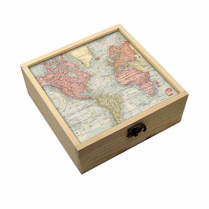 Jewellery Box Makepup Organizer -  Vintage Map Nutcase