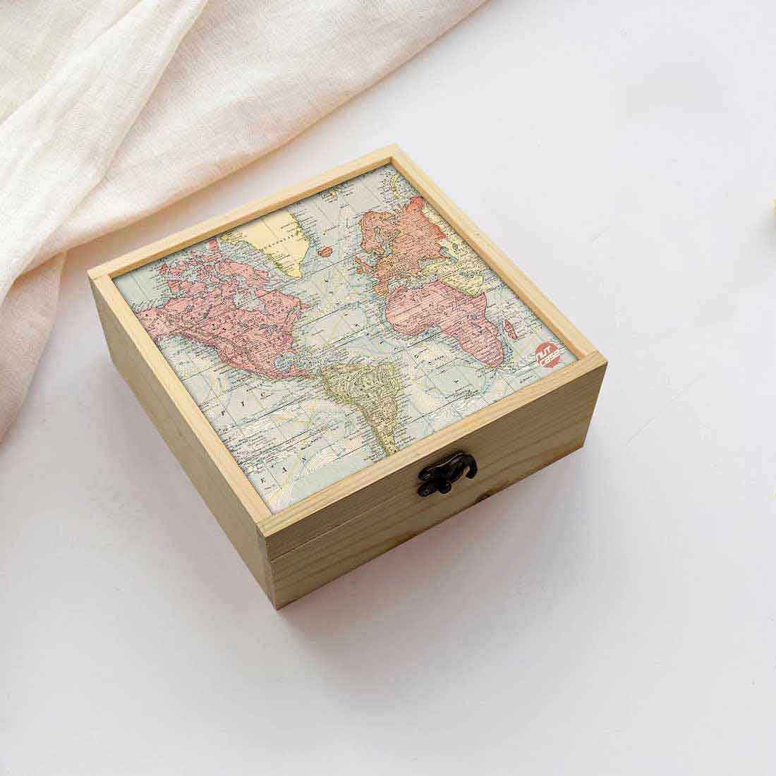 Jewellery Box Makepup Organizer -  Vintage Map Nutcase