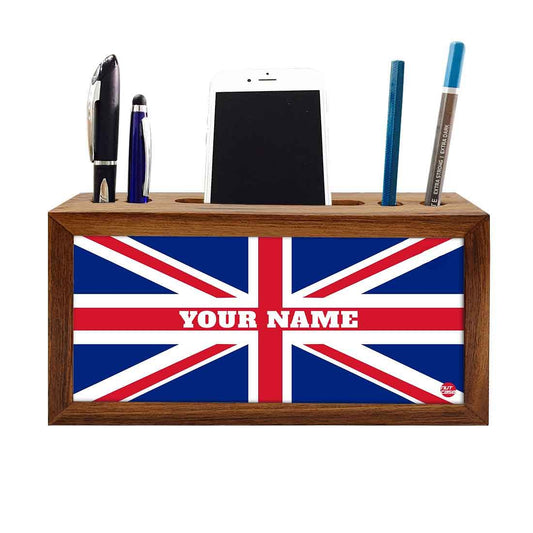 Customized Wood desk organizer - British Flag Nutcase