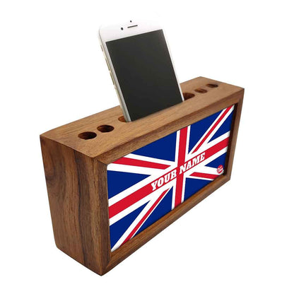 Customized Wood desk organizer - British Flag Nutcase