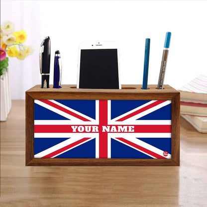 Customized Wood desk organizer - British Flag Nutcase