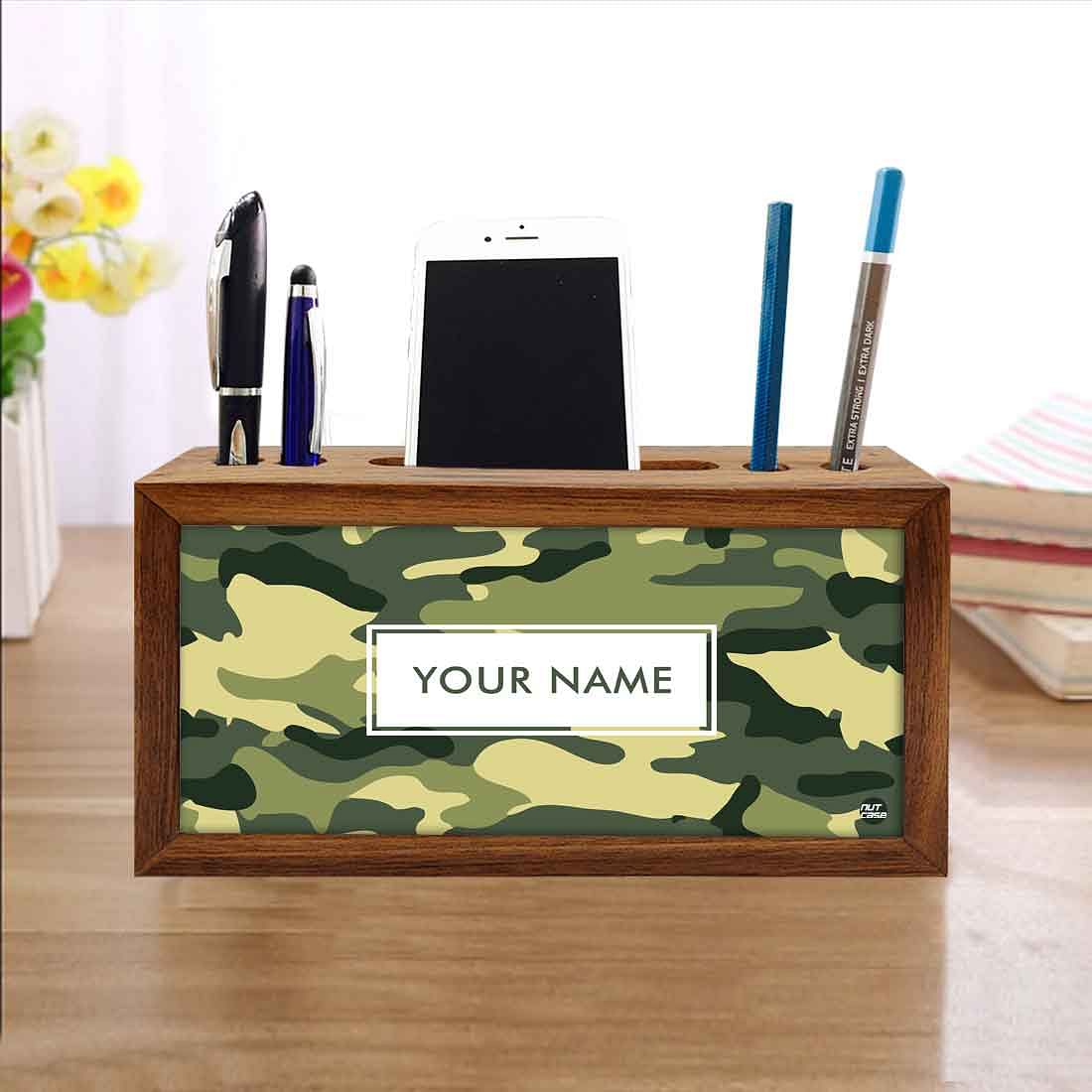 Custom-Made Wooden desktop storage drawers - Army Camo Nutcase