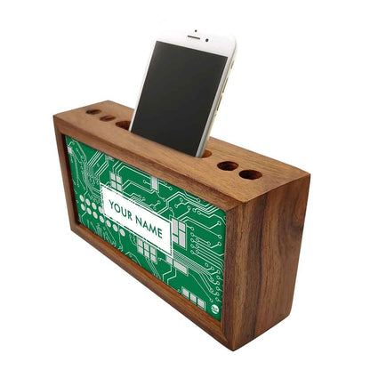 Personalized Wooden desktop organiser - Circuit Board Green Nutcase