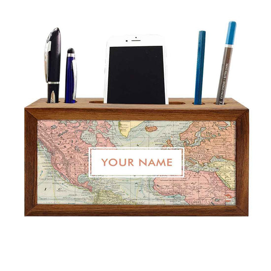 Customized Desk Organizer tray Wood - Old Maps Nutcase