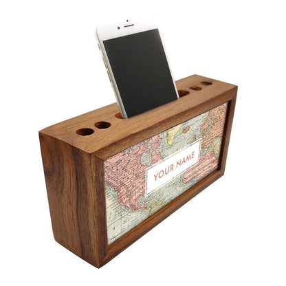 Customized Desk Organizer tray Wood - Old Maps Nutcase