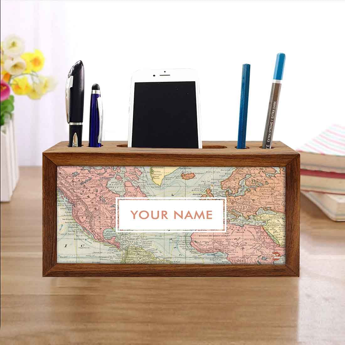 Customized Desk Organizer tray Wood - Old Maps Nutcase